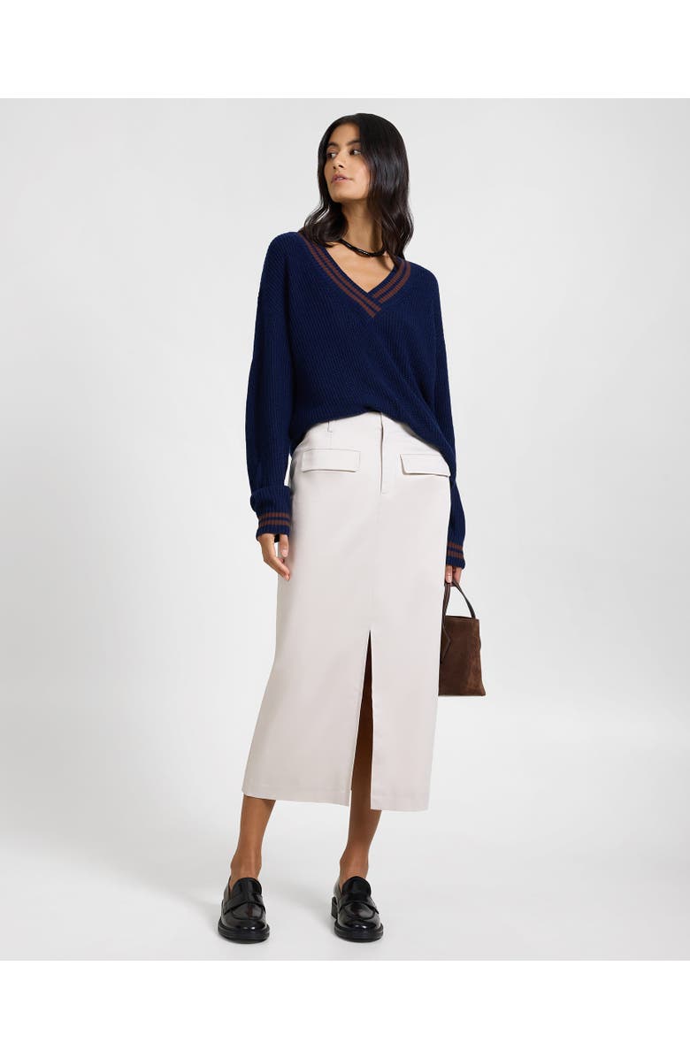 Onia Front Slit Midi Skirt, Alternate, color, Stone