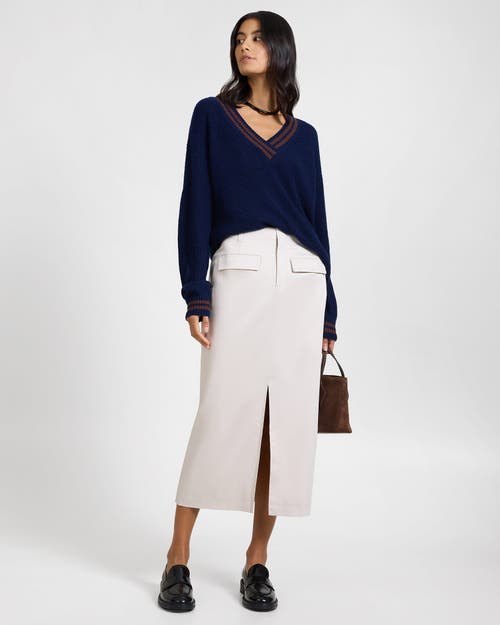 Onia Front Slit Midi Skirt In Gray