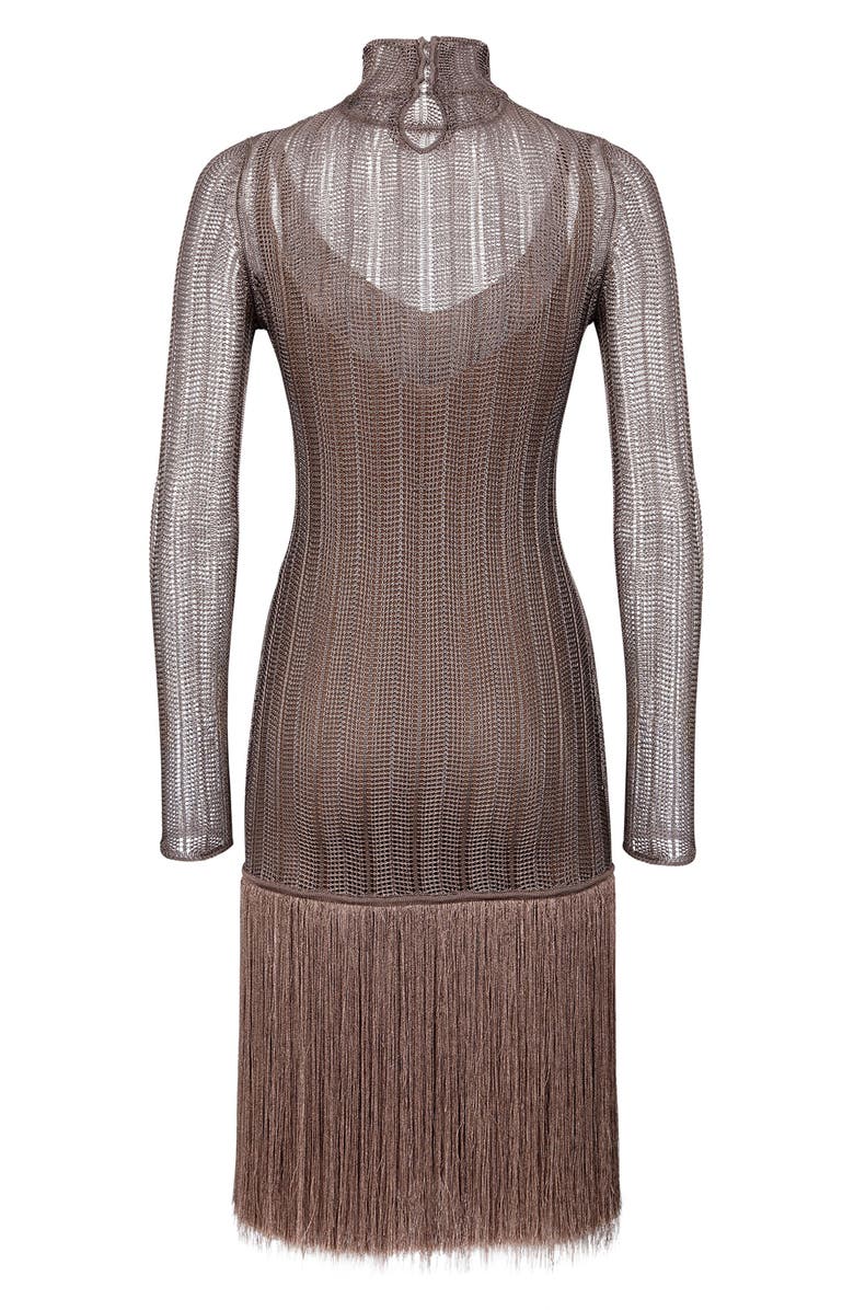 Fendi Fringe Hem Mesh Knit Dress, Alternate, color, 