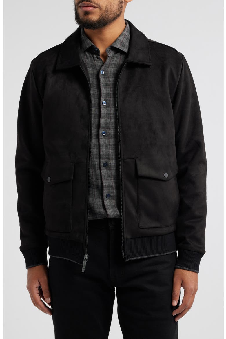 Lachine Faux Suede Pilot Jacket, Main, color, BLACK