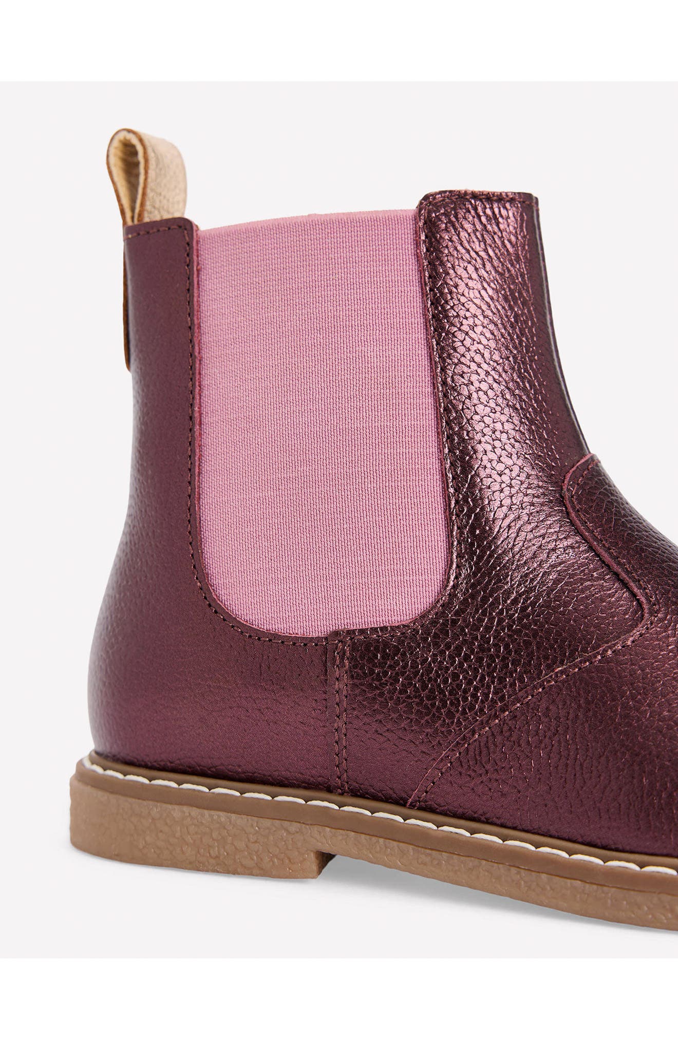 Kids' Leather Chelsea Boot, Alternate, color, BURGUNDY METALLIC
