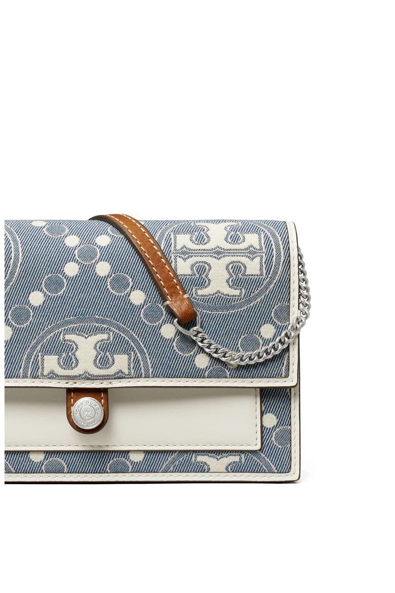 T Monogram Denim Wallet Crossbody, Alternate, color, PEARL BLUE