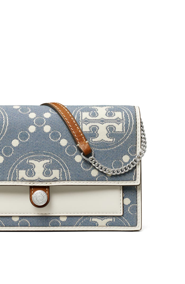 Tory Burch T Monogram Denim Wallet Crossbody, Alternate, color, 
