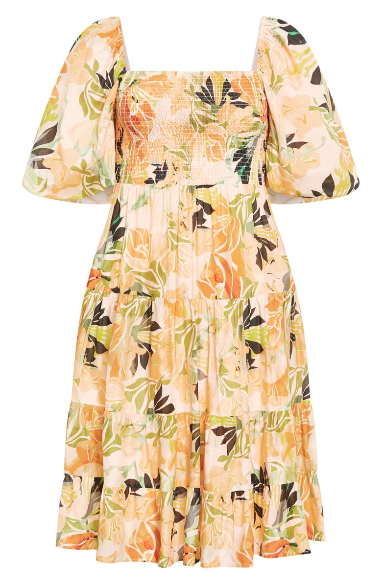 City Chic Ariella Puff Sleeve Dress, Alternate, color, Miami