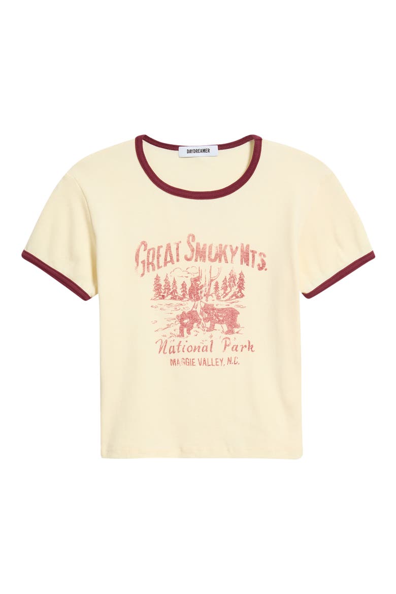 Great Smoky Mountains Graphic Ringer T-shirt, Alternate, color, PALE YELLOW COMBO