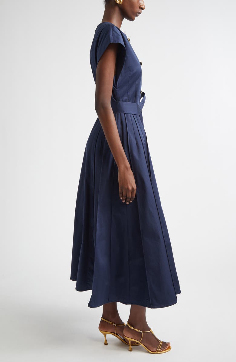 Carolina Herrera Double Breasted Stretch Sateen Shirtdress, Alternate, color, Midnight