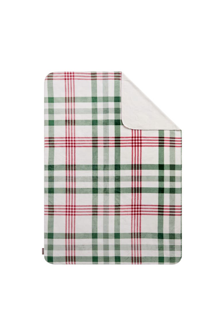 Reversible Plush Throw Blankets, Main, color, Noellia Juniper Plaid