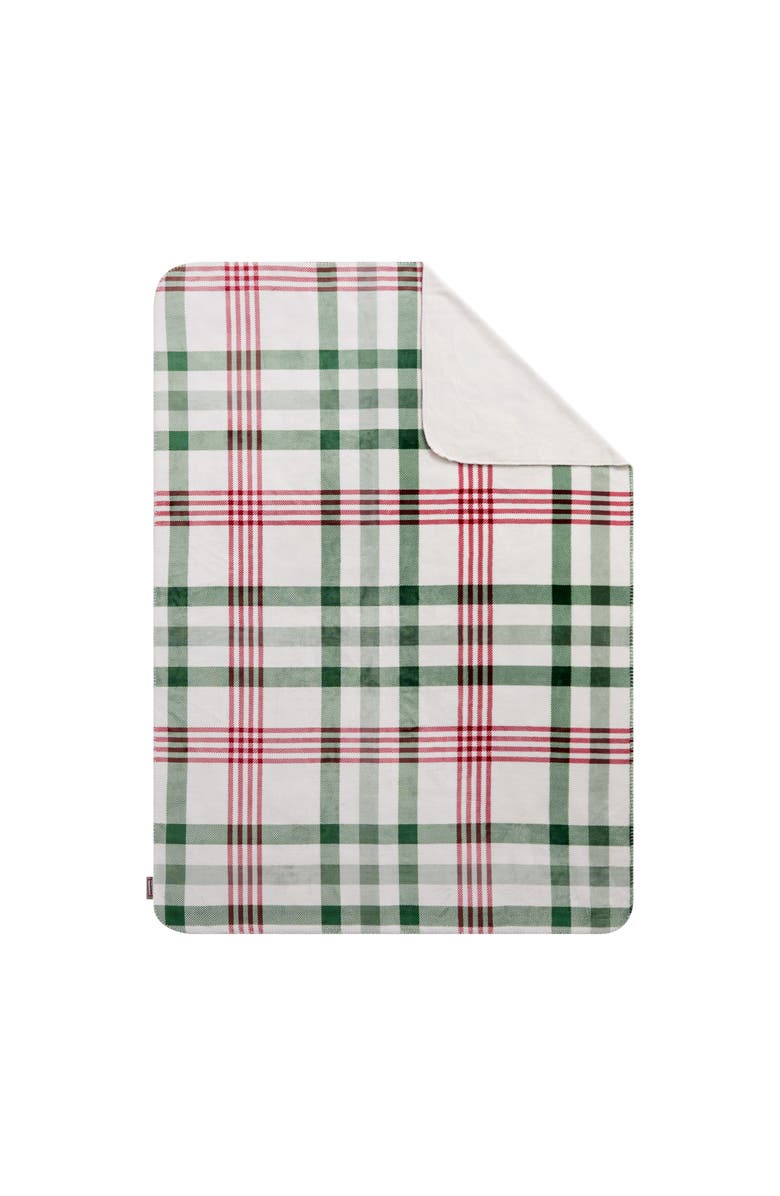 Hunter Reversible Plush Throw Blankets, Main, color, Noellia Juniper Plaid