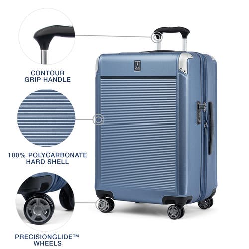 Travelpro Platinum Elite Hardside Expandable Checked- Medium 25-inch Spinner In Dark Sky Blue