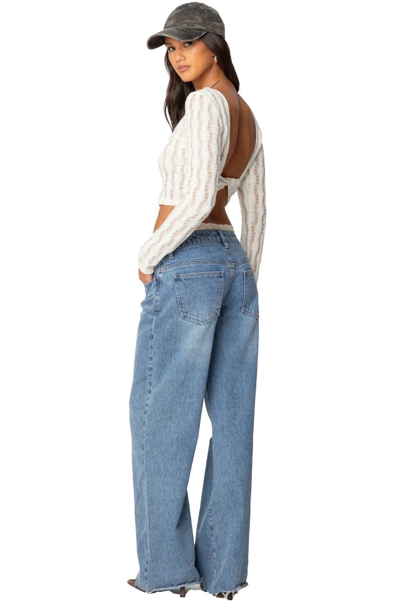 EDIKTED Twisted Back Knit Crop Top, Alternate, color, Beige