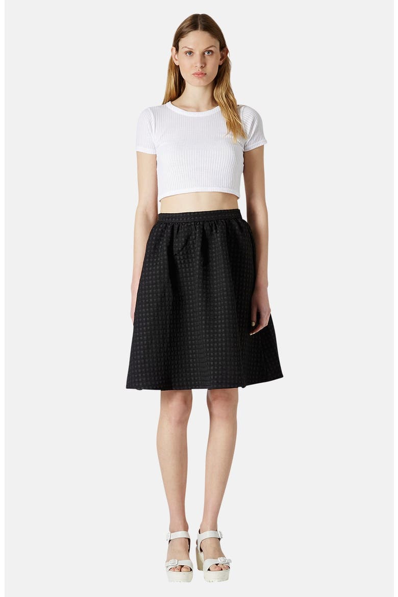 Textured A-Line Skirt, Alternate, color, BLACK