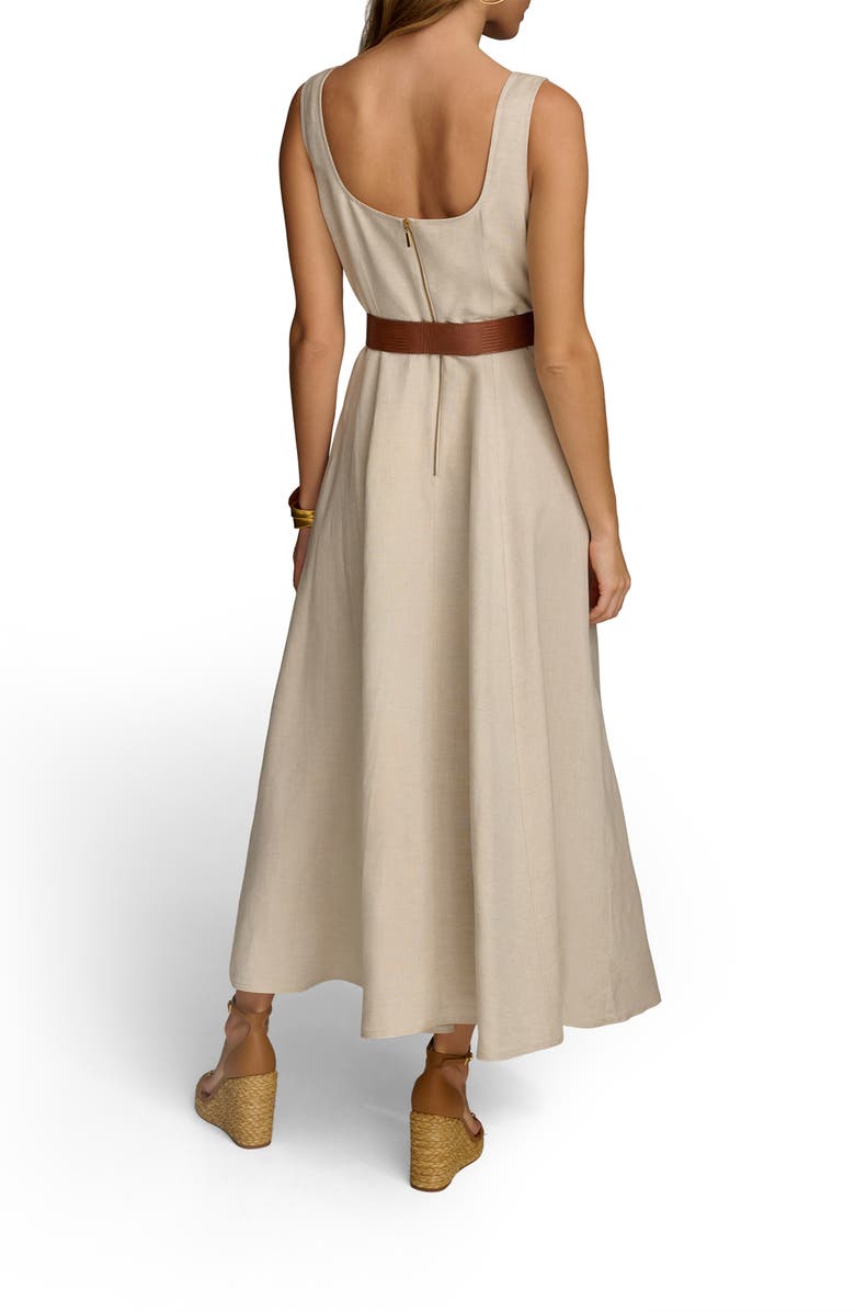 Donna Karan New York Sleeveless Linen Blend Midi Dress, Alternate, color, Natural