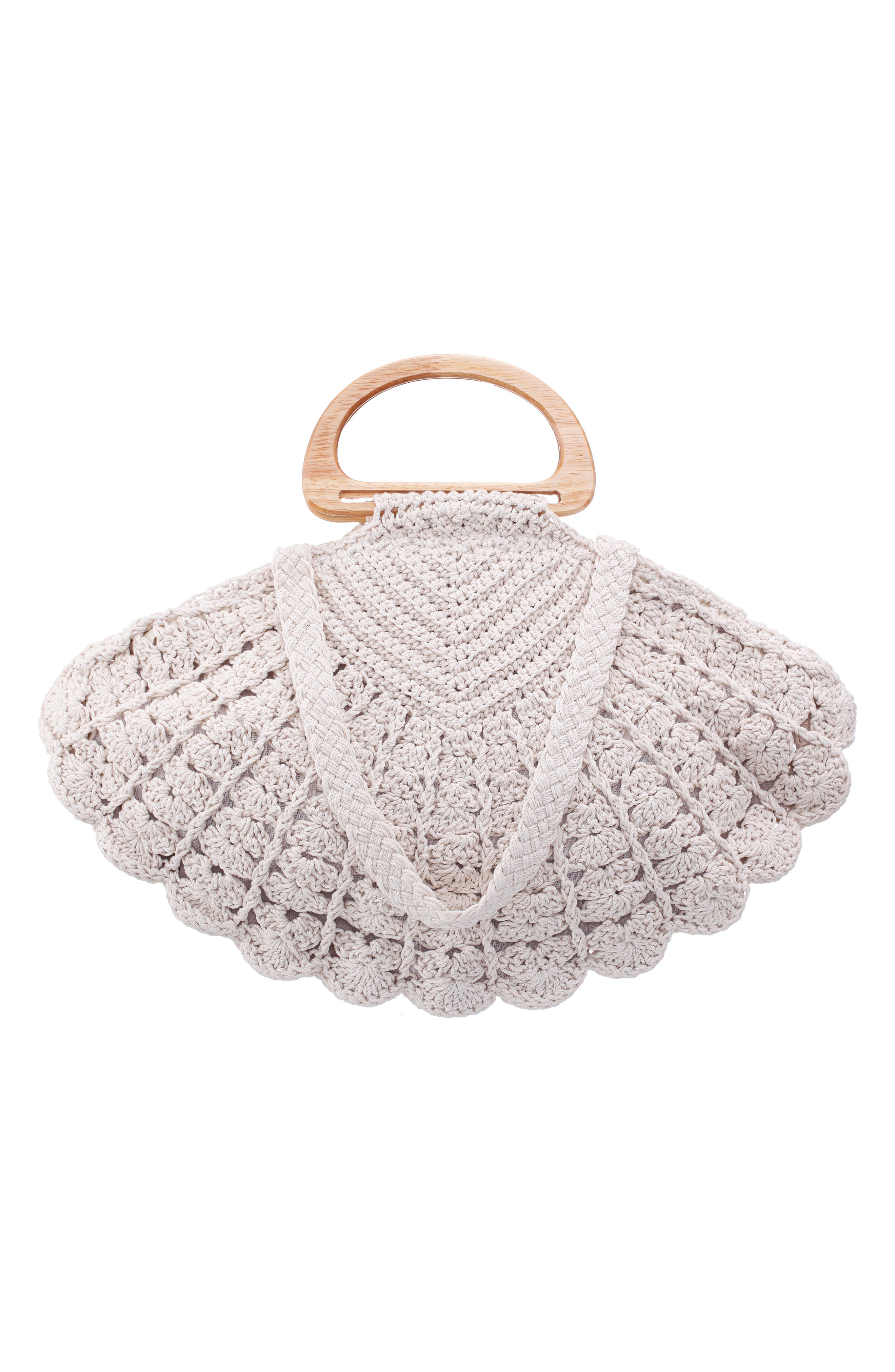 Nina Unity Crochet Shell Clutch, Alternate, color, Ivory