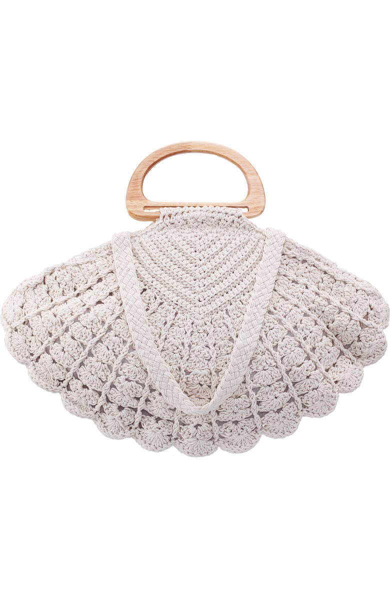 Nina Unity Crochet Shell Clutch, Alternate, color, Ivory
