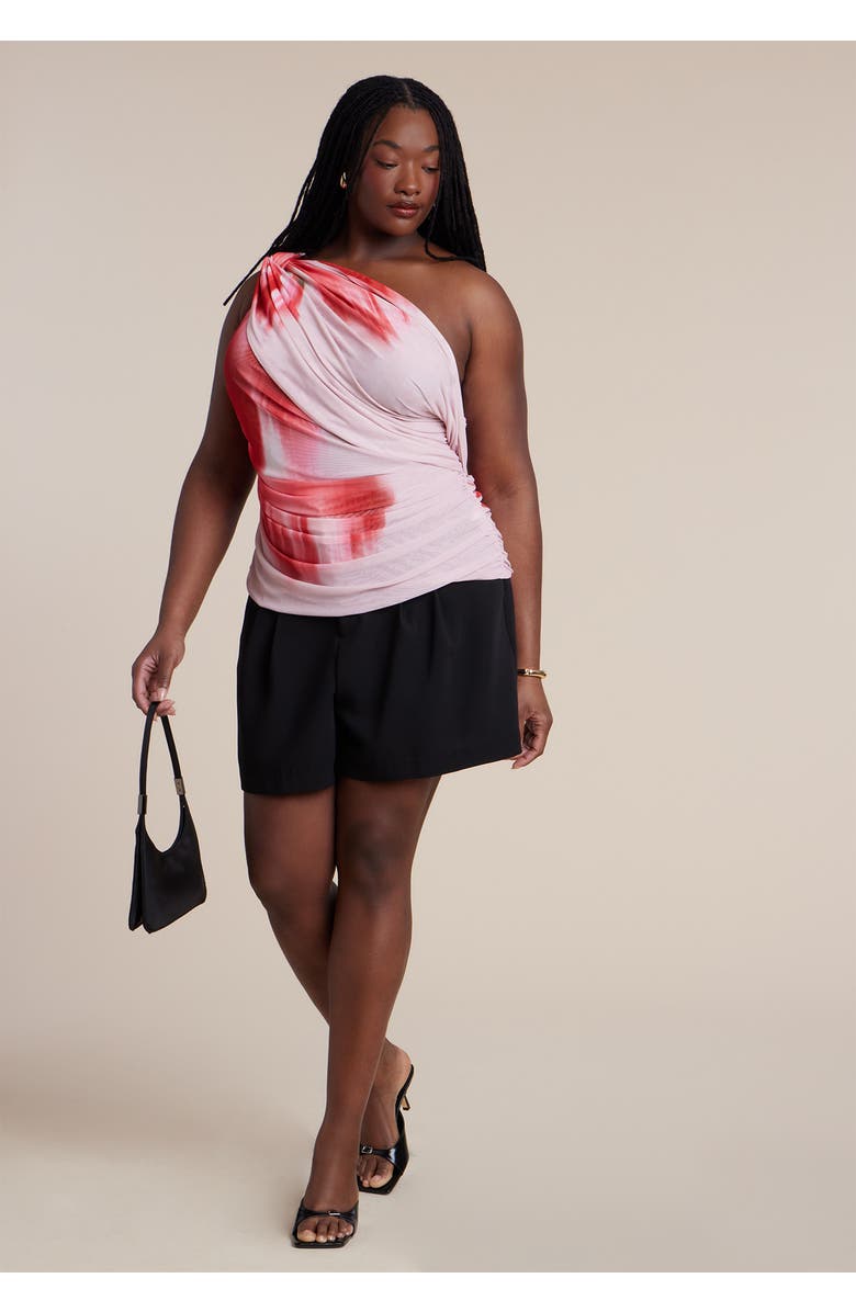 ELOQUII Twist Drape Sheer Mesh Top, Alternate, color, Bloom Tide Floral