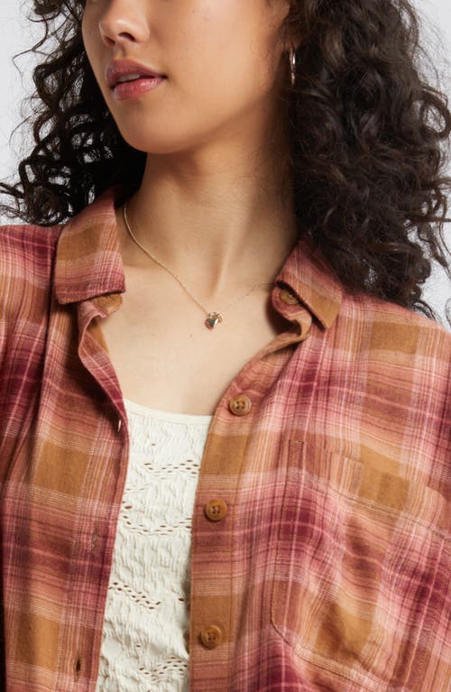 Bp. Plaid Oversize Flannel Button-up Shirt In Tan T- Pink Gia Plaid