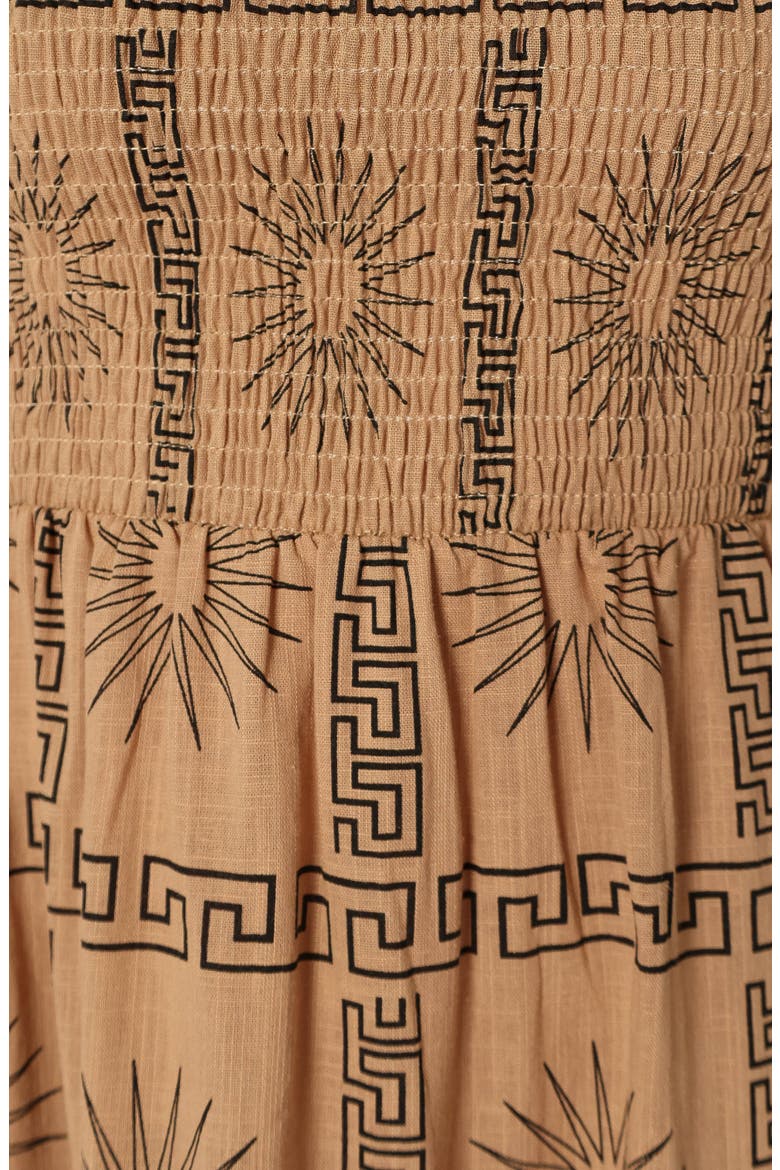 Soliel Puff Sleeve Midi Dress, Alternate, color, TAN BLACK