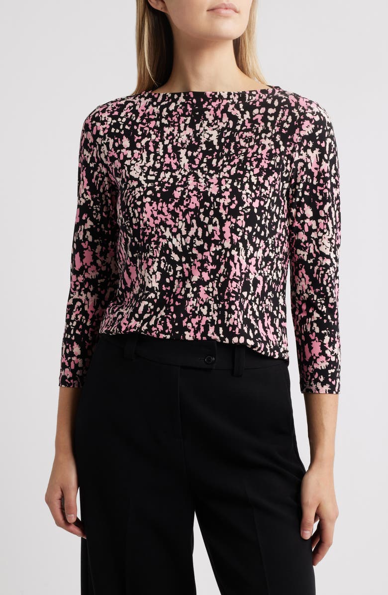 Anne Klein Abstract Print Boat Neck Top, Main, color, 