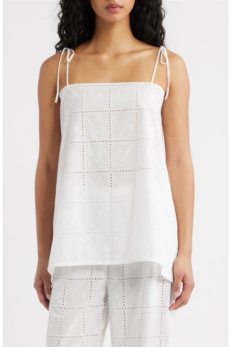Mora Broderie Anglaise Tie Shoulder Top, Main, color, BRODERIE WHITE