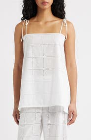 Faithfull the Brand Mora Broderie Anglaise Tie Shoulder Top