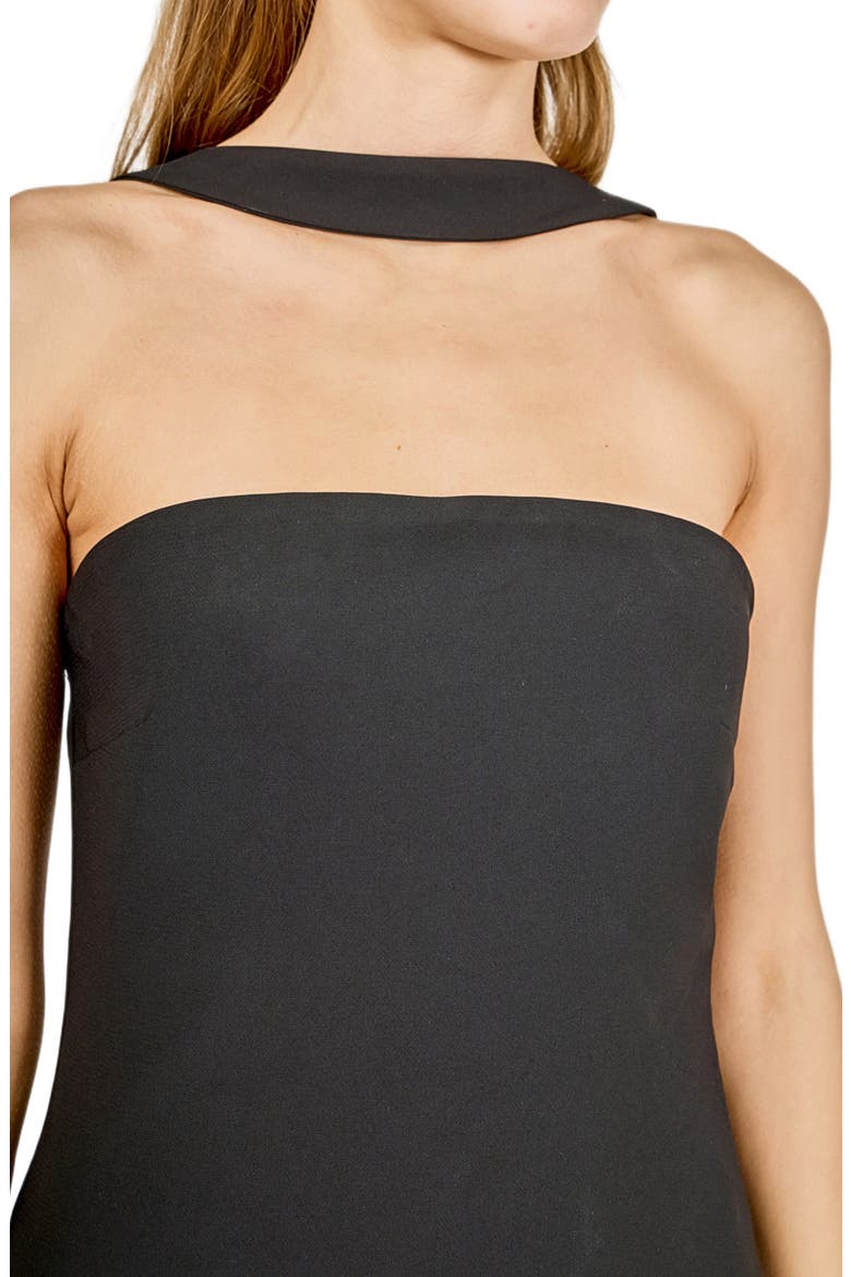 Neck Detail Cocktail Dress, Alternate, color, BLACK