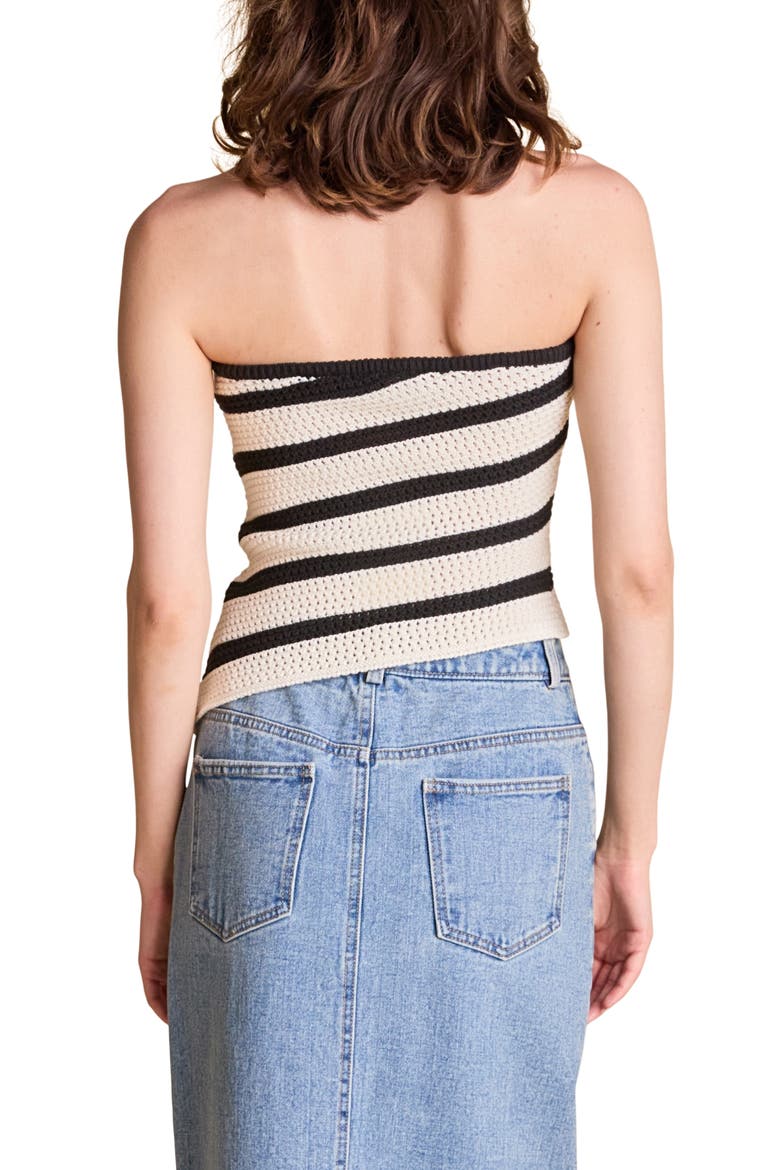 Stripe Open Stitch Tube Top, Alternate, color, CREAM/ BLACK