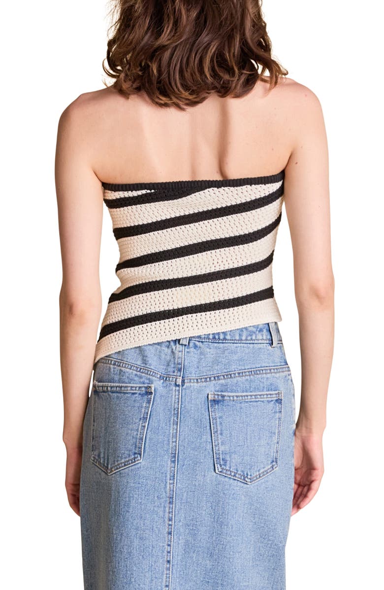 Endless Rose Stripe Open Stitch Tube Top, Alternate, color, Cream/ Black