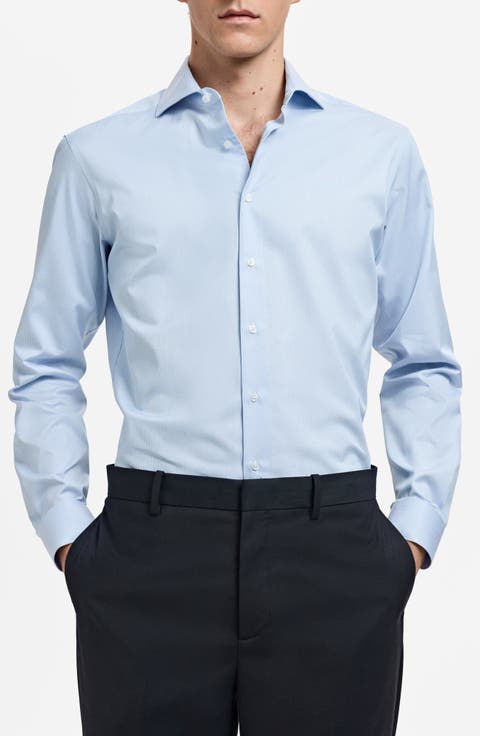 Slim Fit Pinstripe Button-Up Shirt