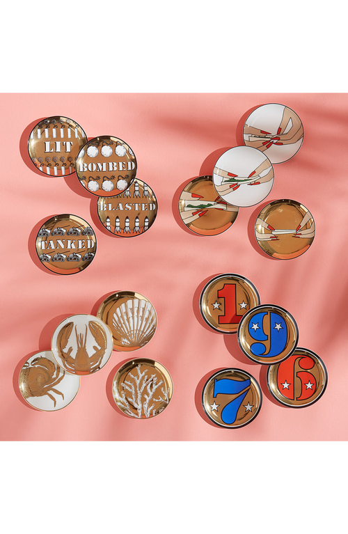 Jonathan Adler Set Of 4 Maritime Cocktail Coasters In Gold