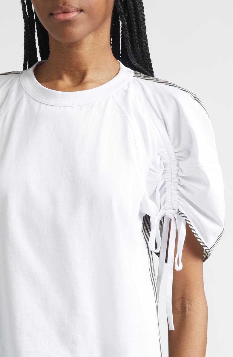 3.1 Phillip Lim Mixed Media Puff Sleeve T-Shirt, Alternate, color, White-Black Multi