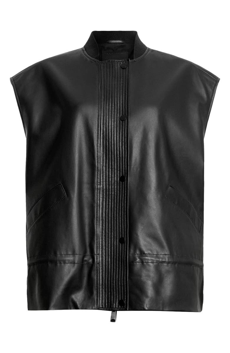 AllSaints Sofi Leather Bomber Vest, Alternate, color,