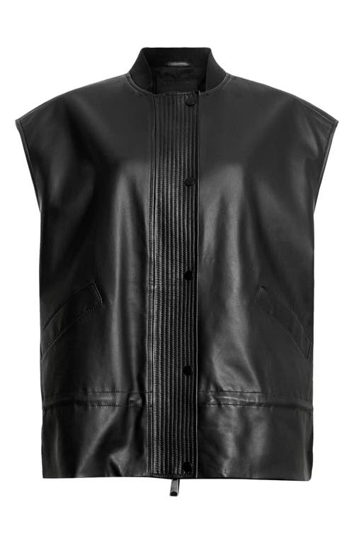 Shop Allsaints Sofi Leather Bomber Vest In Black