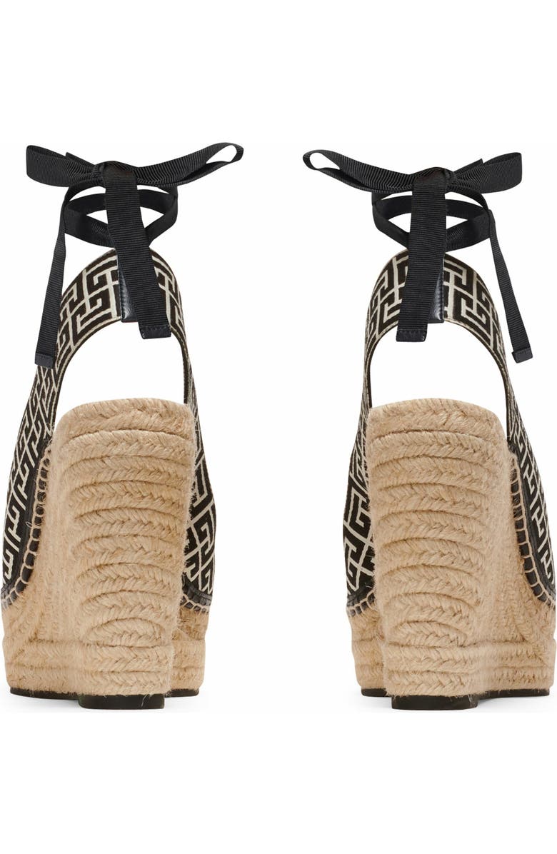 Balmain Alex Monogram Jacquard And Leather Espadrilles, Alternate, color,