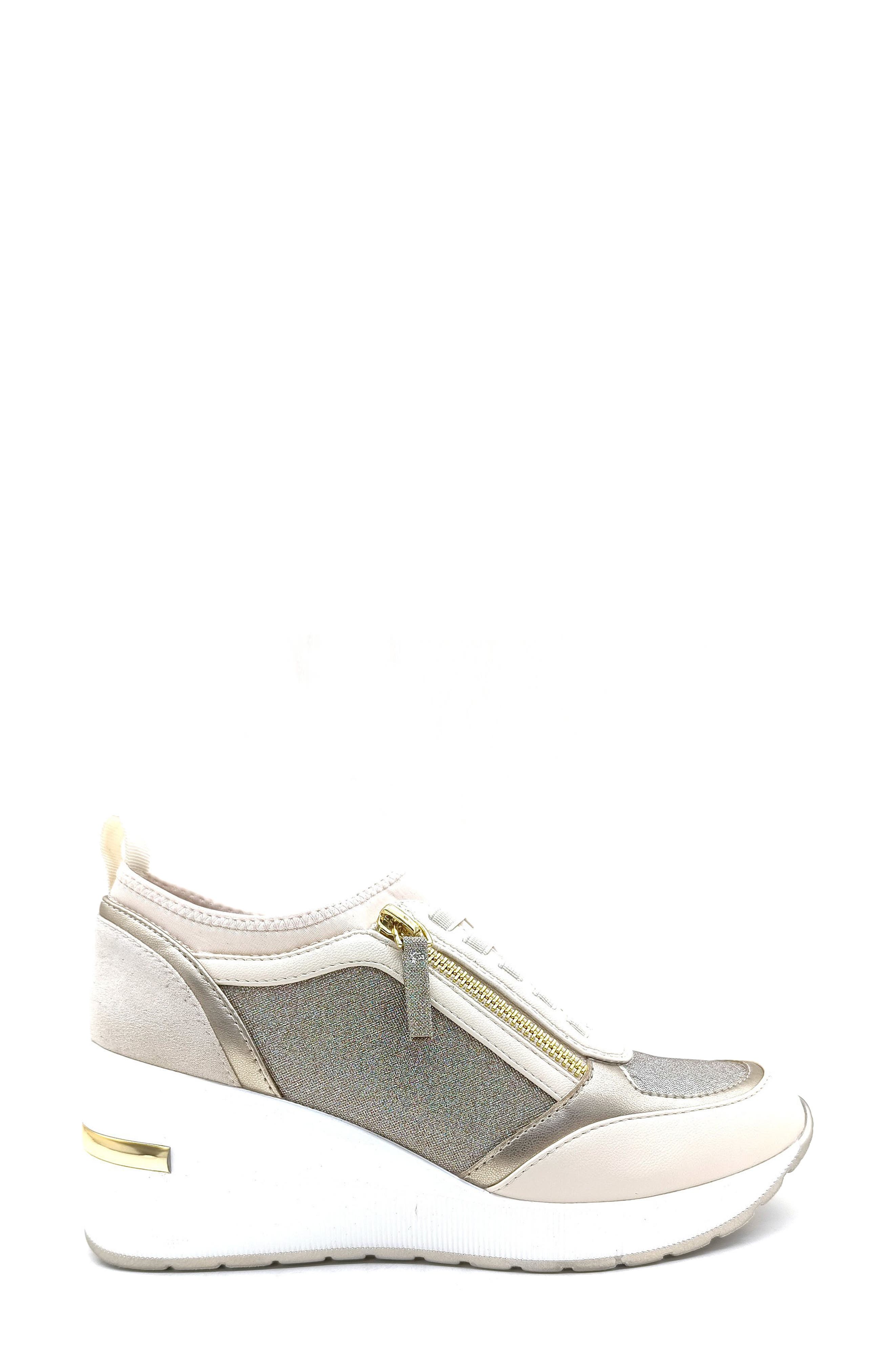 Fiona Platform Wedge Sneaker, Alternate, color, CREAM MESH
