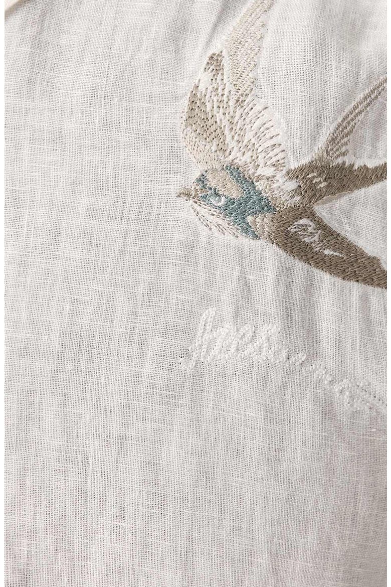 Avia Bird Embroidered Linen Camp Shirt, Alternate, color, ECRU