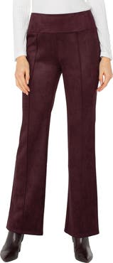 Liverpool Los Angeles Pearl Pintuck Pull-On Flare Faux Suede Pants