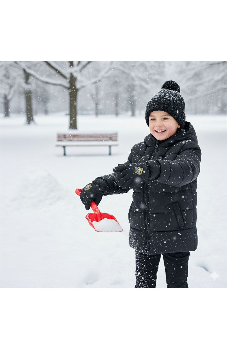 London Fog Boy's Ski Gloves with Velcro Closure, Alternate, color, Black/Green