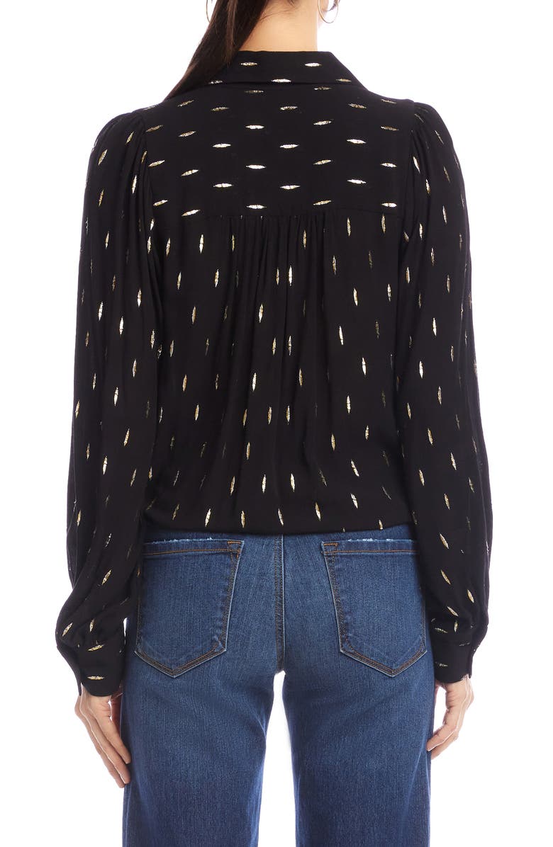 Karen Kane Metallic Tie Front Top, Alternate, color, Black