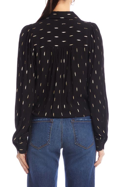 Karen Kane Metallic Tie Front Top In Gray