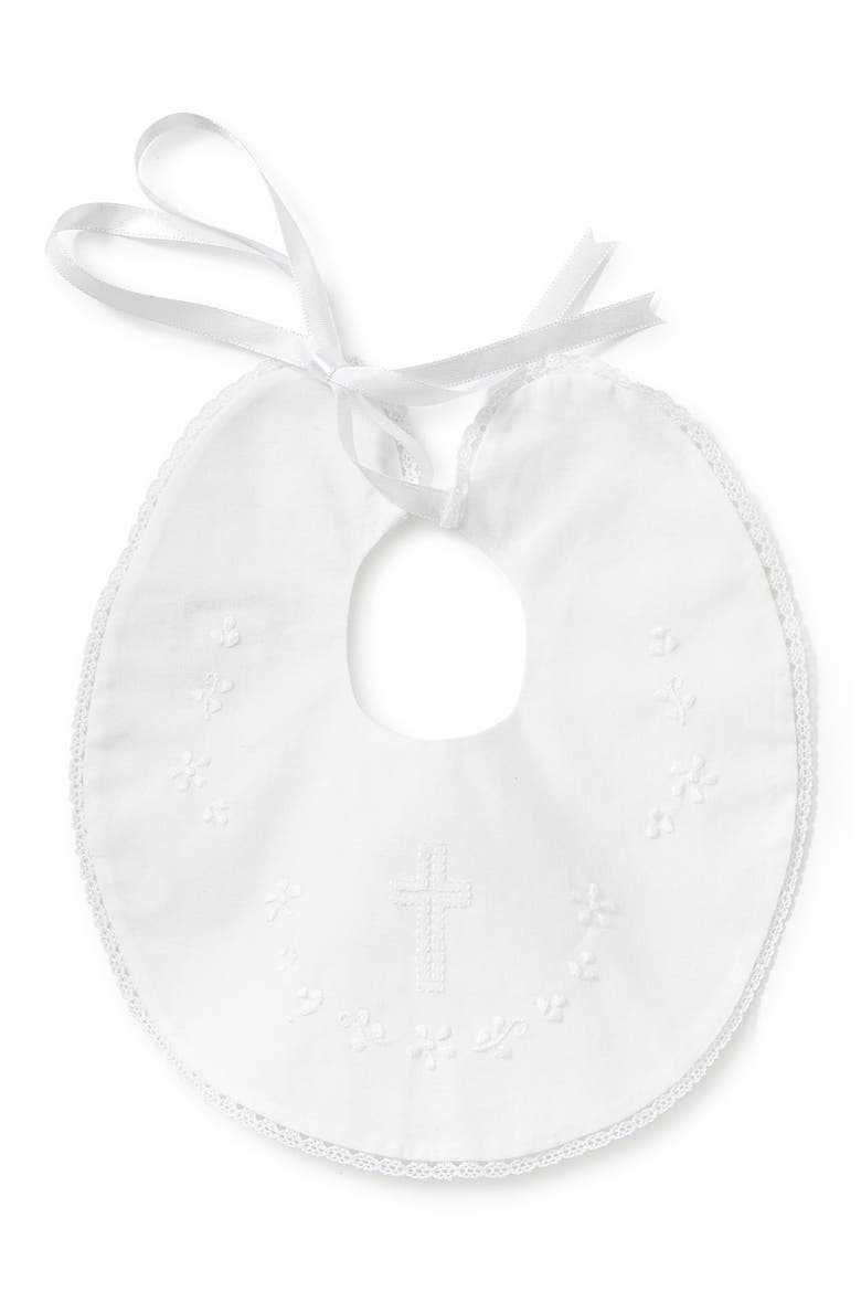 Embroidered Bib, Main, color, WHITE