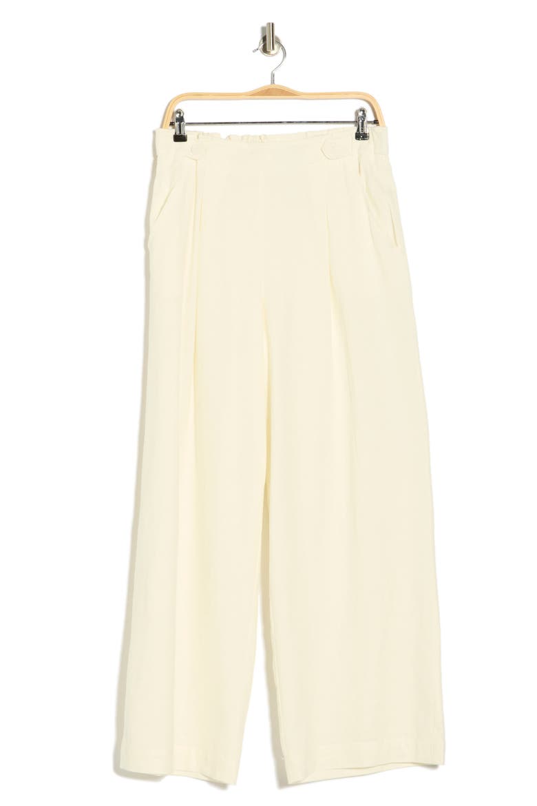 Side Tab Linen Blend Pants, Alternate, color, WHITE