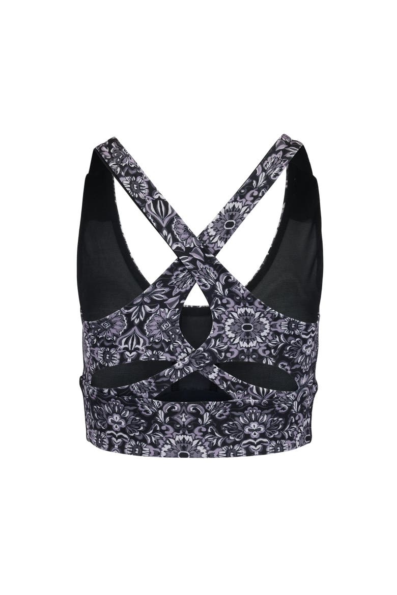Lotus Medium Support Lotus Sports Bra, Alternate, color, Geo black