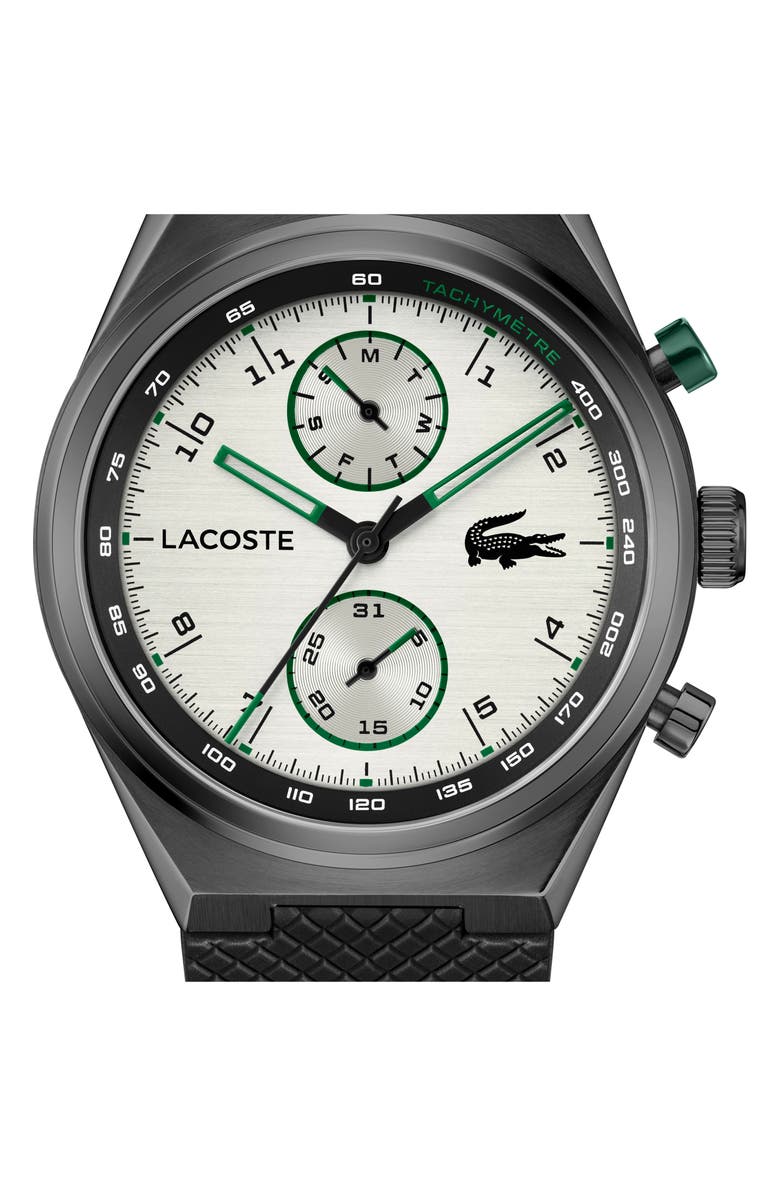 Lacoste Line Racer Black Multifunction Silicone Strap Watch, 43mm, Alternate, color, 