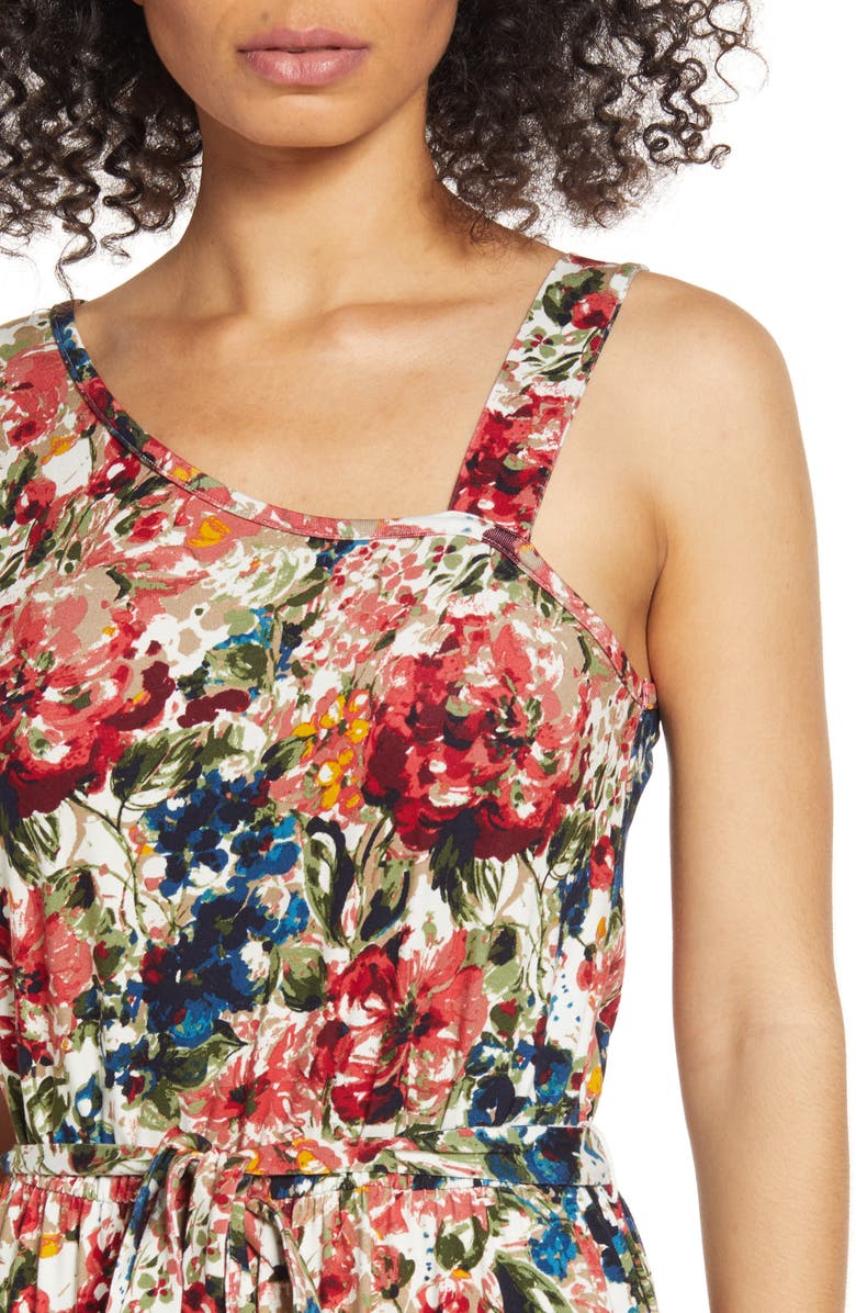 Loveappella Flounce Hem One-Shoulder Dress, Alternate, color, Marsala Olive