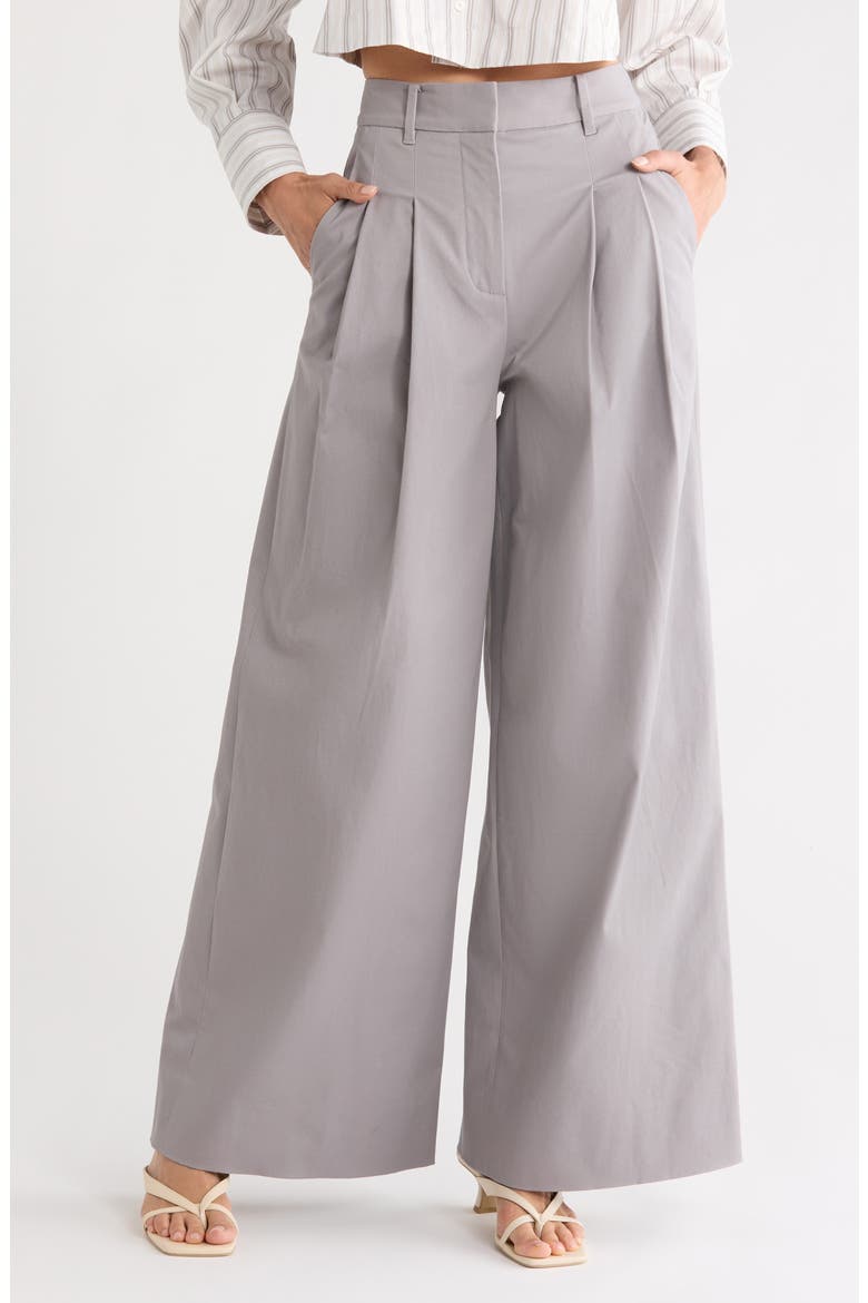 Juliana Wide Leg Pleated Pants, Main, color, LIGHT GREY