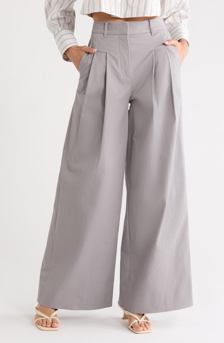 Derek Lam 10 Crosby Juliana Wide Leg Pleated Pants, Main, color, Light Grey