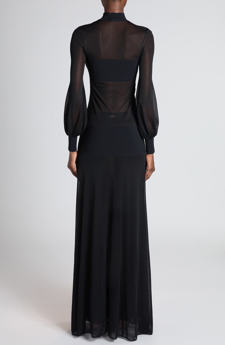 TOM FORD Long Sleeve Knit Gown, Alternate, color, Black