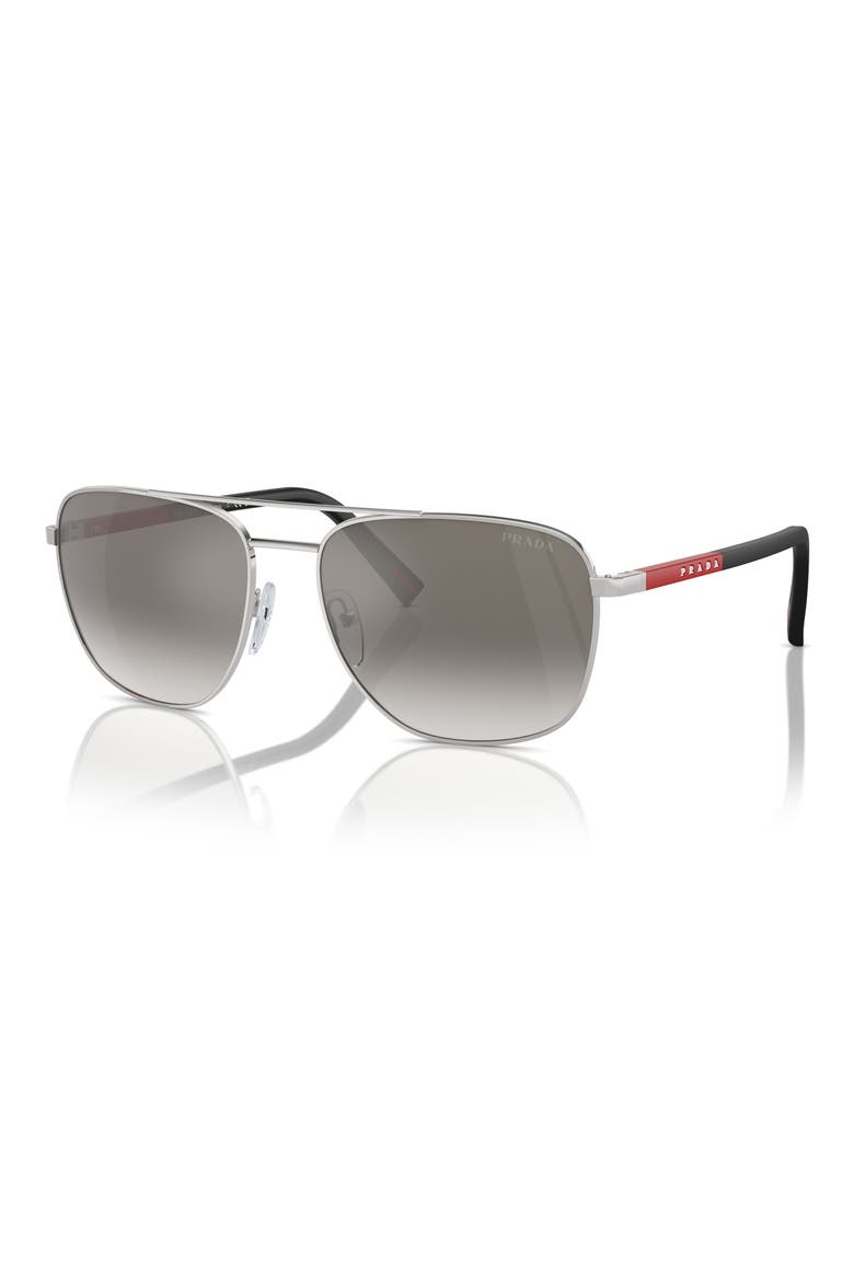 60mm Gradient Oval Sunglasses, Alternate, color, SILVER