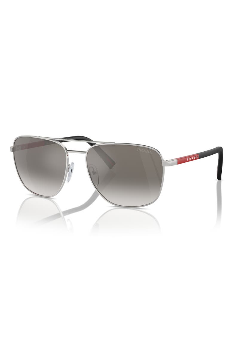 Prada Linea Rossa 60mm Gradient Oval Sunglasses, Alternate, color, Silver