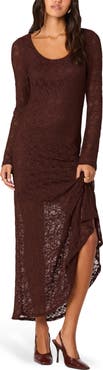 ASTR the Label Long Sleeve Lace A-Line Maxi Dress